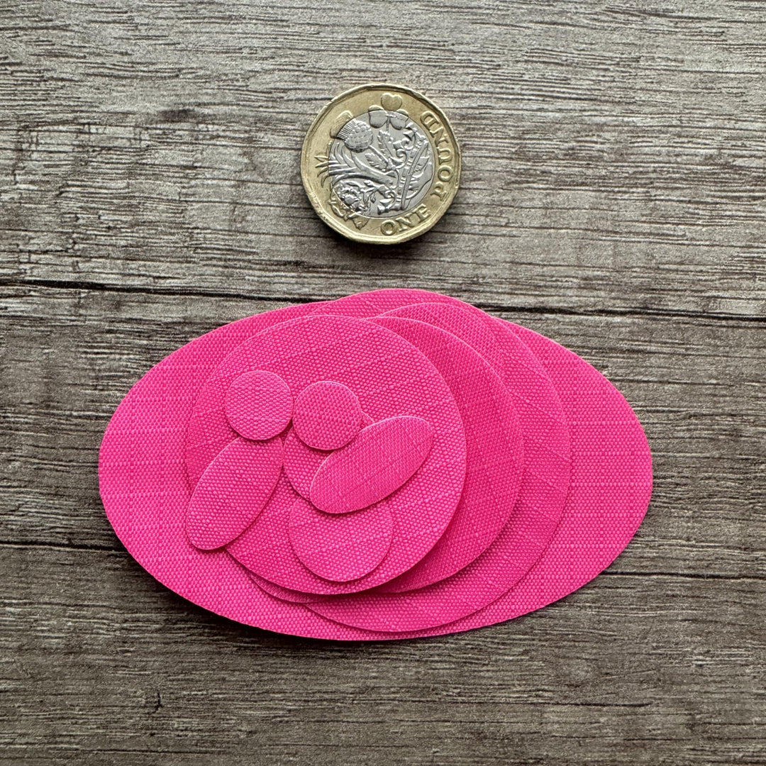 aZengear Repair Patches for Down Jackets - Waterproof, Pre-Cut, Self-Adhesive, Tear-Cold-Heat-Resistant Nylon Polyester Fabric to Fix Puffer Coats, Gear, Tents (11 Pieces, Dark Pink)