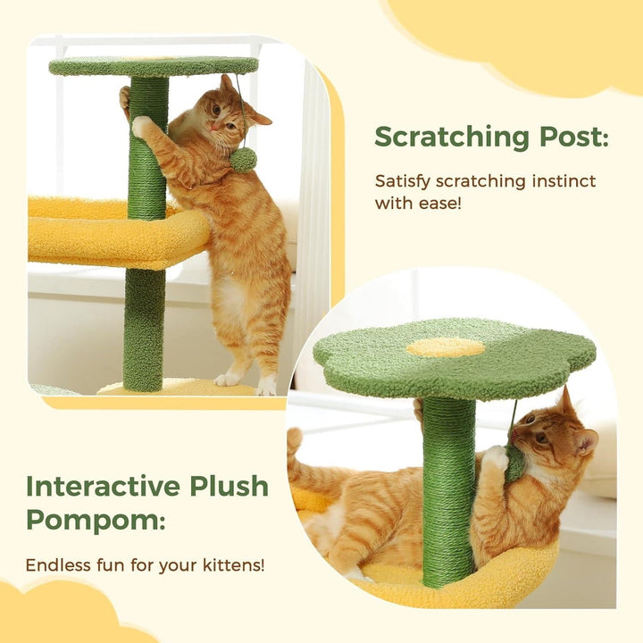 Tree 36.5 Inches Tower Indoor Cats Multi-Level Cactus Tree with Scratching Posts Private Condo Plush Perch for Small Cat Kittens