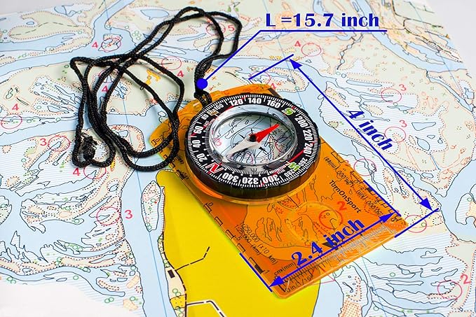 TurnOnSport Orienteering Compass - Advanced Scout Compass for Hiking, Camping, and Backpacking - Best Survival Gifts for Kids