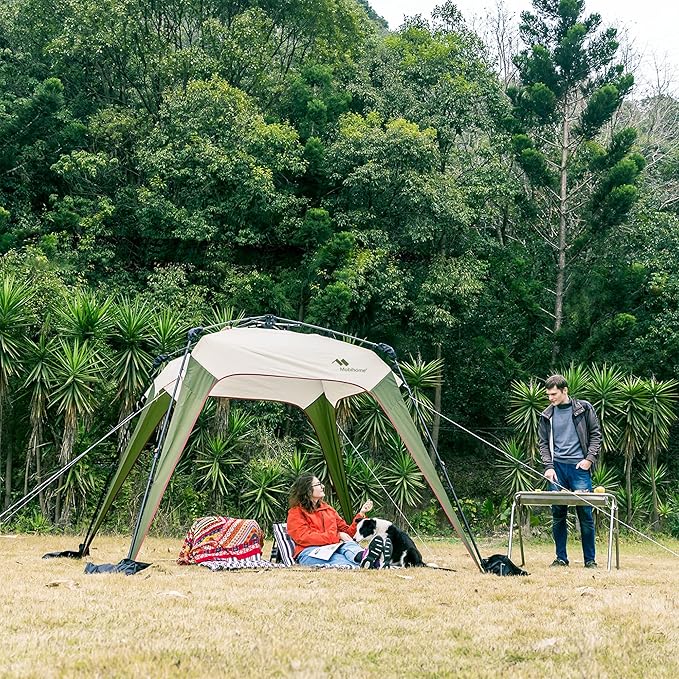 8.2'x8.2' Pop Up Canopy Tent Easy One Person Setup Instant Outdoor Beach Canopy Folding Portable Sports Shelter with 1 Sidewall - Olive