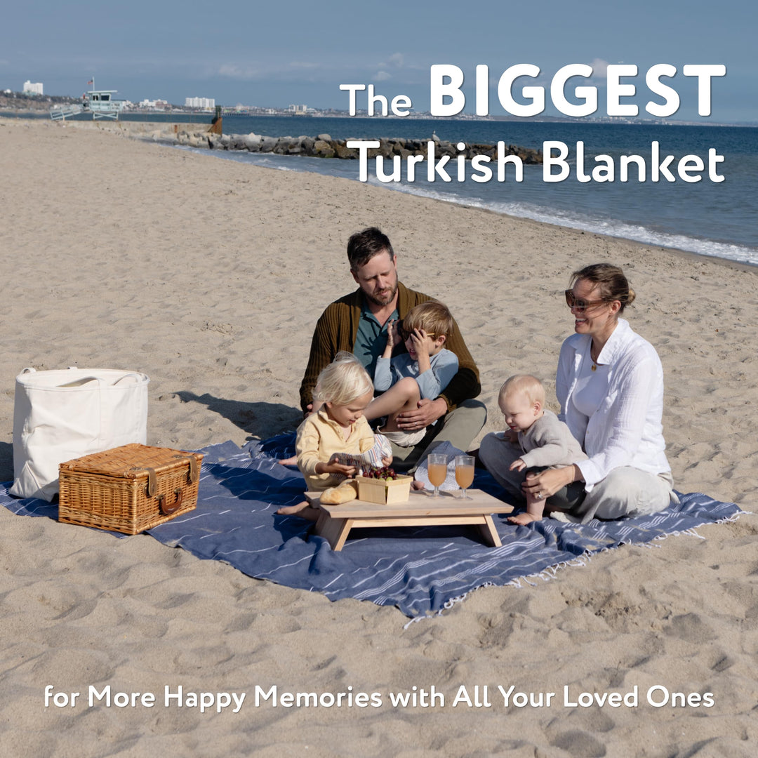 WETCAT Turkish Beach Blanket Sandproof 82x82, Soft 100% Turkish Cotton Blanket, Extra Large Sand Free Picnic Blankets & Beach Essentials – Light Grey