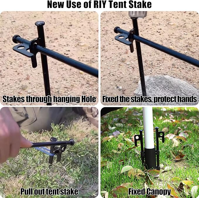 16 Pack Tent Stakes Heavy Duty Metal Tent Pegs for Camping Steel Tent Stakes 8 inch Unbreakable and Inflexible