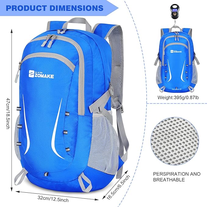 ZOMAKE Lightweight Packable Backpack 35L, Foldable Backpacks Water Resistant Collapsible Light Daypack for Hiking