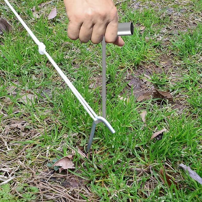 9 Inch Galvanized Tent Stakes Metal Tent Pegs with T Hook Heavy Duty Steel Yard Camping Stakes Tarp Hooks Inflatables Outdoor Decorations, 40 Pack