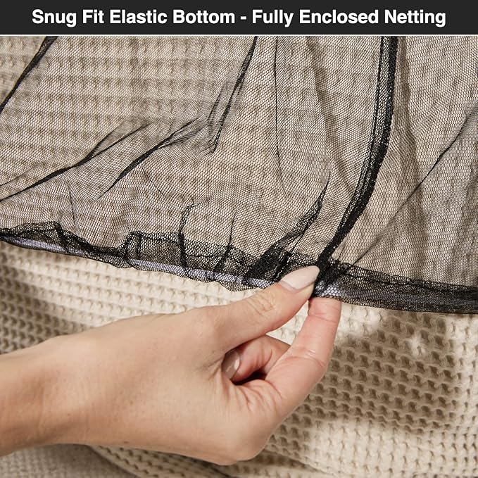 Black Mosquito Net for Single to King-Sized Beds – 2 Openings or Fully-Enclosed Bed Canopy – Conical Design for Decoration or Travel – Free Bag & Hanging Kit for Easy Setup