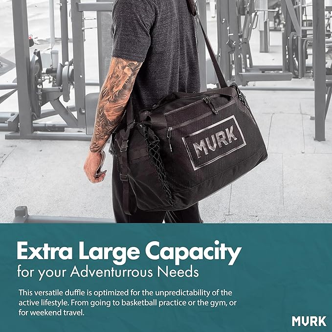 MVRK Waterproof Gym Bag: Durable Heavy Duty Duffle Bag with 8 Optimal Compartments- Water Proof Shoe Pouch and Ball Holder 18"
