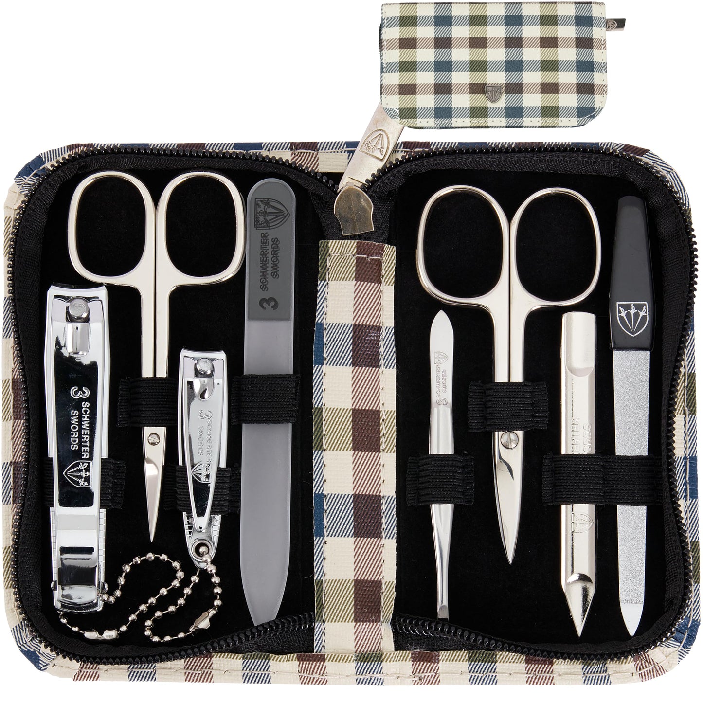 3 Swords Germany - brand quality 8 piece manicure pedicure grooming kit set for professional finger & toe nail care scissors clipper fashion leather case in gift box, Made by 3 Swords (002013)