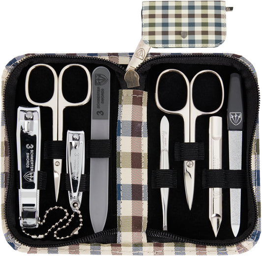 3 Swords Germany - brand quality 8 piece manicure pedicure grooming kit set for professional finger & toe nail care scissors clipper fashion leather case in gift box, Made by 3 Swords (002013)