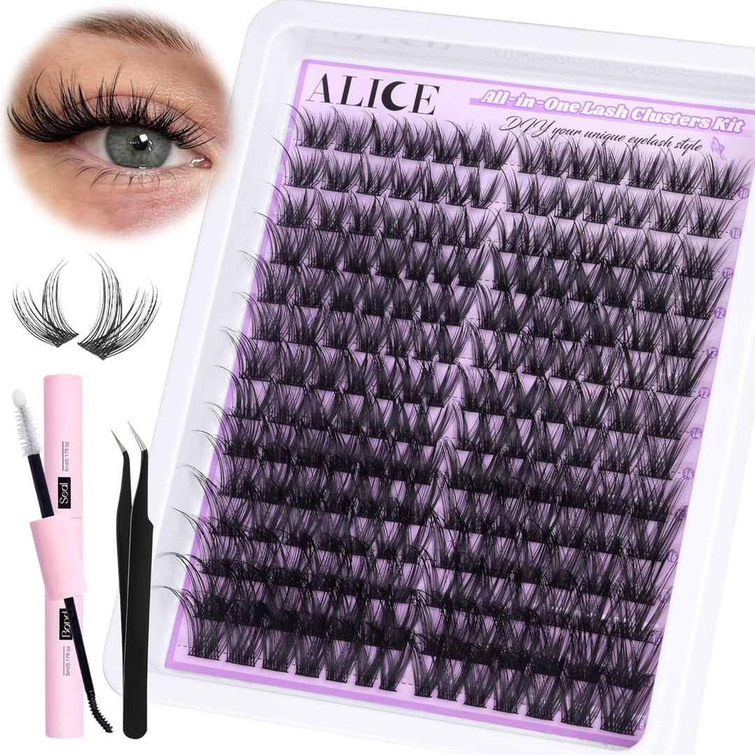 ALICE DIY Natural Lash Clusters | Wispy Anime Cat Eye | 10-16mm, 144 Pcs