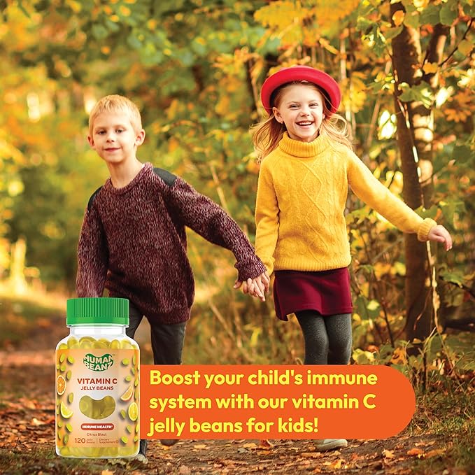 Vitamin C Jelly Bean Gummies for Kids, Immune Support Dietary Supplements, Vegetarian, 120 Citrus Blast Jelly Beans, Kosher