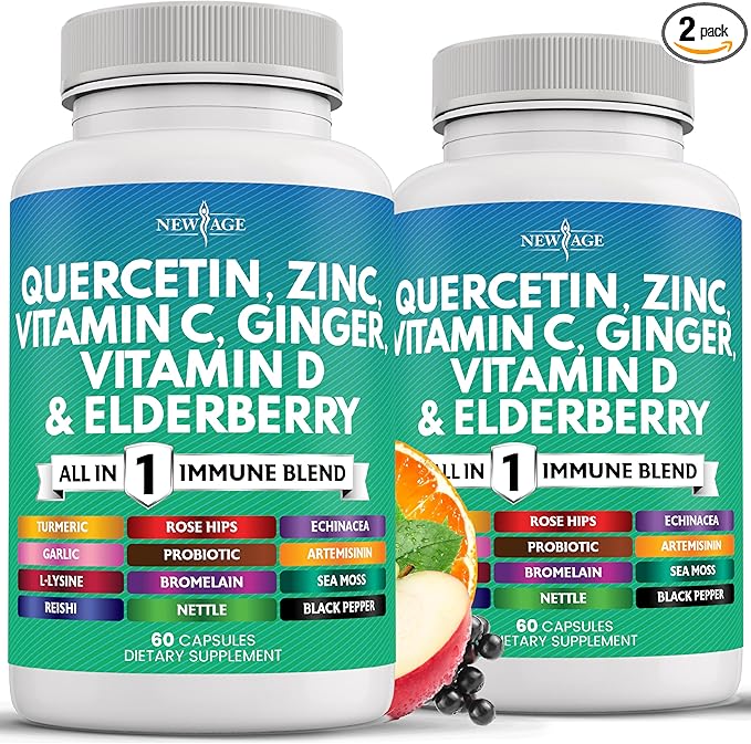 Quercetin Zinc Vitamin C Vitamin D Bromelain Elderberry -Nettle Supplement with Artemisinin, Sea Moss, Echinacea - 120 Count