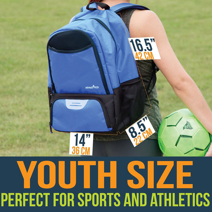 Athletico Youth Soccer Bag - Soccer Backpack & Bags for Basketball, Volleyball & Football | Includes Separate Cleat and Ball Compartment (Black)