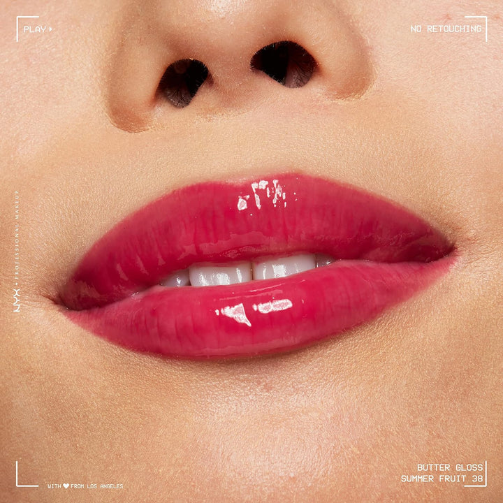 NYX Butter Gloss | Non-Sticky Hot Pink Lip Gloss | Summer Fruit Flavor