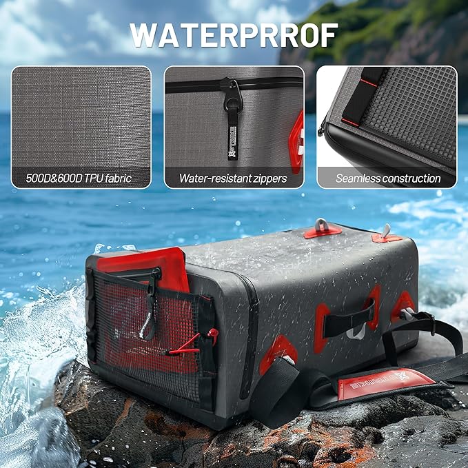 X-Strike Waterproof Duffel - Large Capacity Travel Dry Bag, Heavy Duty with Durable Straps & Handles, Portable for Travel, Camping, Kayaking, Fishing, Boating - 34L