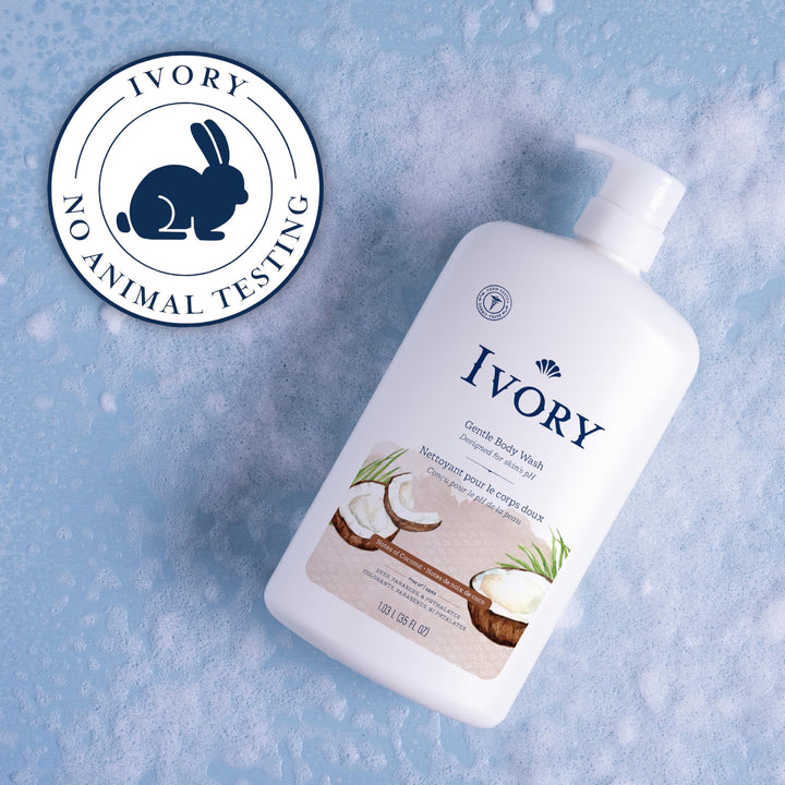 Ivory Gentle Body Wash, Designed for the Whole Family, Free of Dyes Heavy Perfumes Parabens Phthalates & Silicones, Coconut Scent, 35 oz