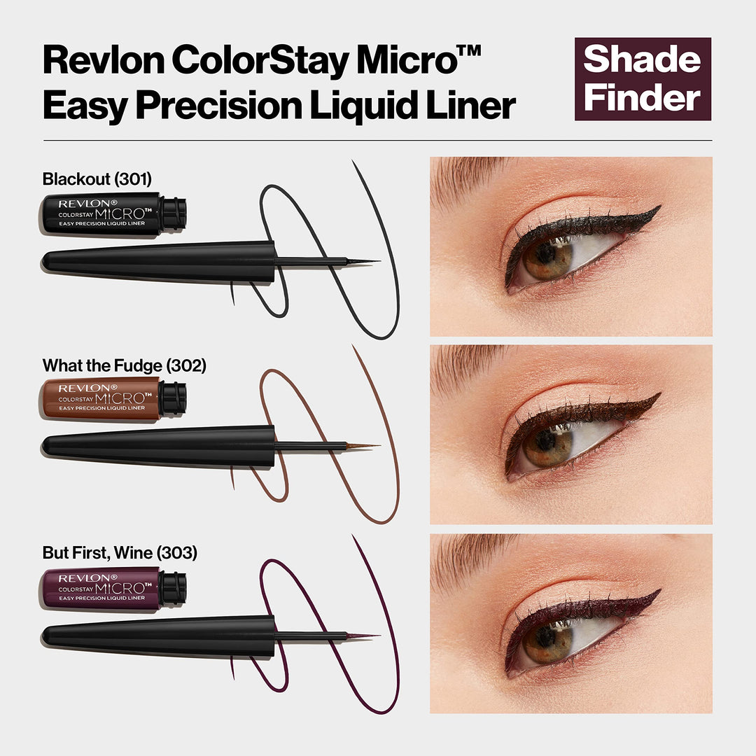REVLON ColorStay Micro Easy Precision Liquid Eyeliner, Waterproof, Smudgeproof, Longwearing with Felt Tip Applicator, 301 Blackout, 0.057 fl oz