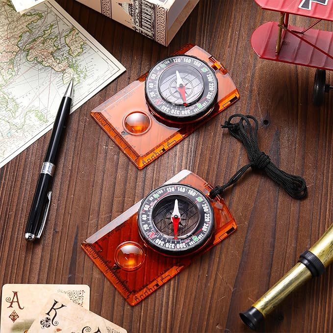 Geiserailie 20 Pcs Orienteering Compass Navigation Backpacking Compass Hiking Compass Map Reading Survival Compass Scout Compass for Kids Bulk for Navigation, Survival Outdoor Exploring, Orange