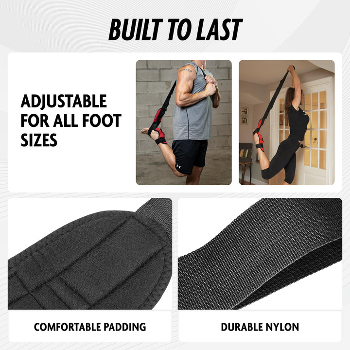 DMoose Fitness Foot & Calf Stretcher - Hamstring Stretcher for Plantar fasciitis, Achilles Tendonitis, & Heel Spurs - Yoga Stretching Strap for Lower Back Pain - Flex Strap for Physical Therapy