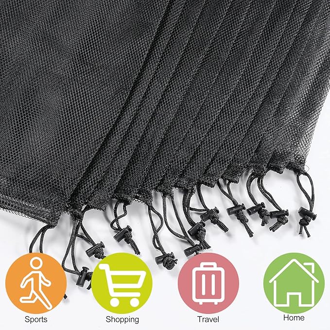 iMucci 12Pcs Mesh Laundry Drawstring Bag,Nylon Drawstring Gym Bag with Cord Lock Closure 18"X24"