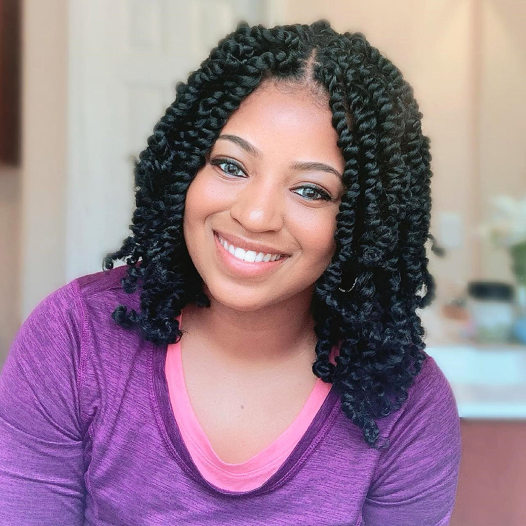 Passion Twist Hair 10 Inch 8 Packs, Pre Twisted Passion Twist Crochet Hair For Black Women, Pre Looped Passion Twist Curly Crochet Hair, Short Crochet Passion Twist Hair (10 Inch (Pack of 8), 4#)