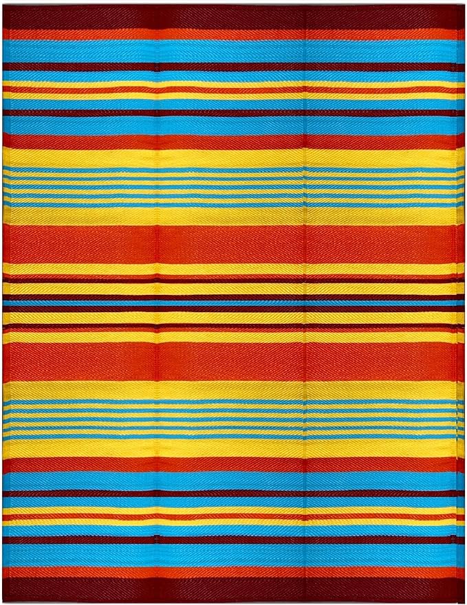 BalajeesUSA Outdoor Rug - 9x12 Multi Color, Reversible Plastic Straw, Waterproof, Patio Rugs Clearance, Porch decore, Picnic Backyard Rugs, Large RV Camper mats 7421