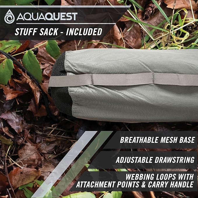 AquaQuest Guide Camping Tarp - Ultralight Tent Cover or Rain Fly - Waterproof Camping Gear Must Haves for Hiking, Hammock, Bivy & Survival, 10 x 7 ft, Stealth Gray