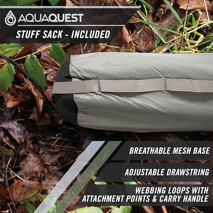 AquaQuest Safari Camping Tarp - Lightweight Durable Rain Fly - Waterproof Camping Essentials for Hiking, Backpacking & Hammock, 10 x 7 ft, Stealth Gray