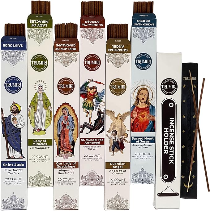 Prayer Incense Sticks - 120 Insence-Sticks (20 Insense x 6 Incents) Catholic Church Spiritual Incienso for Jesus Guardian Angel St Michael Archangel San Miguel Arcangel Judas Religious Gifts + Holder