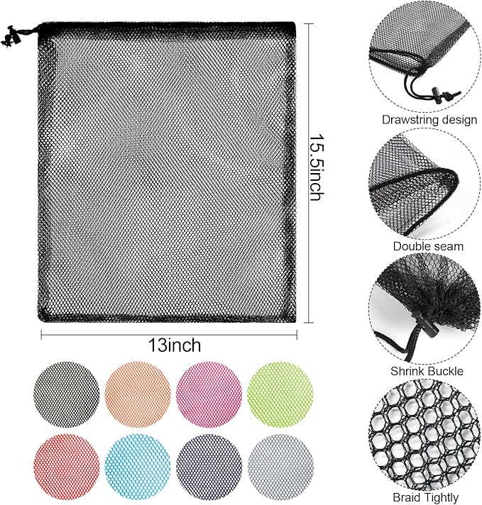 iMucci 13"X15.5" 24Pcs Mesh Laundry Drawstring Bag Nylon Drawstring Gym Bag with Cord Lock Closure