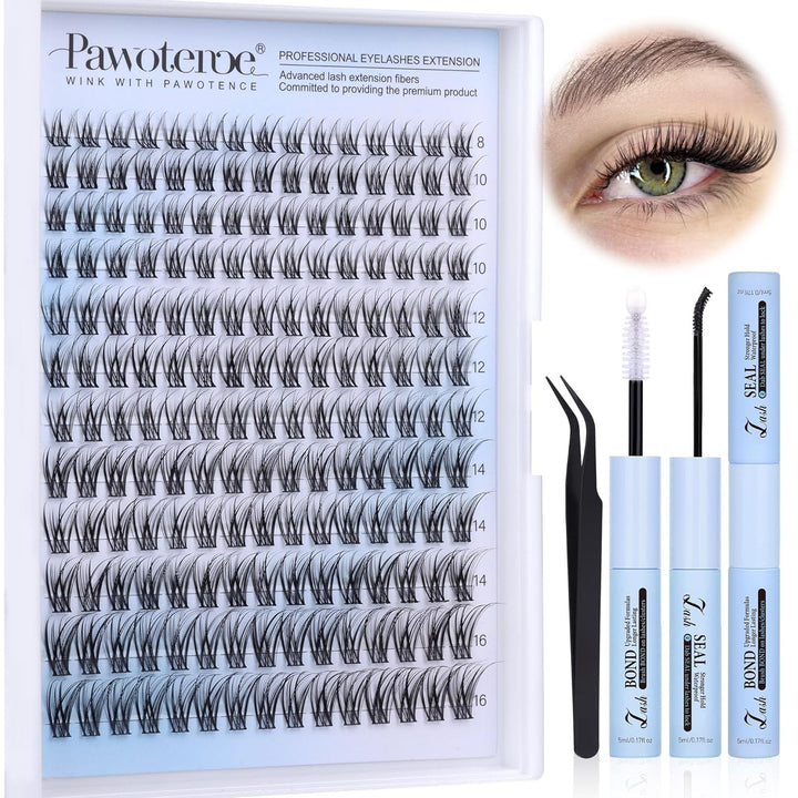 80D Full Volume Eyelash Clusters Kit | DIY Lash Extensions with Bond & Tweezers