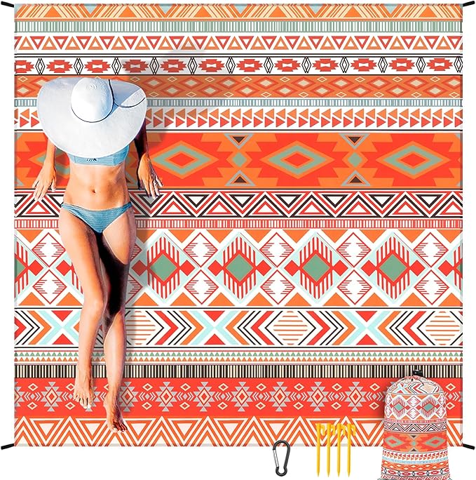 AISPARKY Beach Blanket Waterproof Sandproof, Oversized Large Beach Mat 79" X 83"/120"x108" for 1-8 Adults, Quick Drying&Compact&Lightweight, Picnic Mat Vacation Essentials for Beach Camping Travel