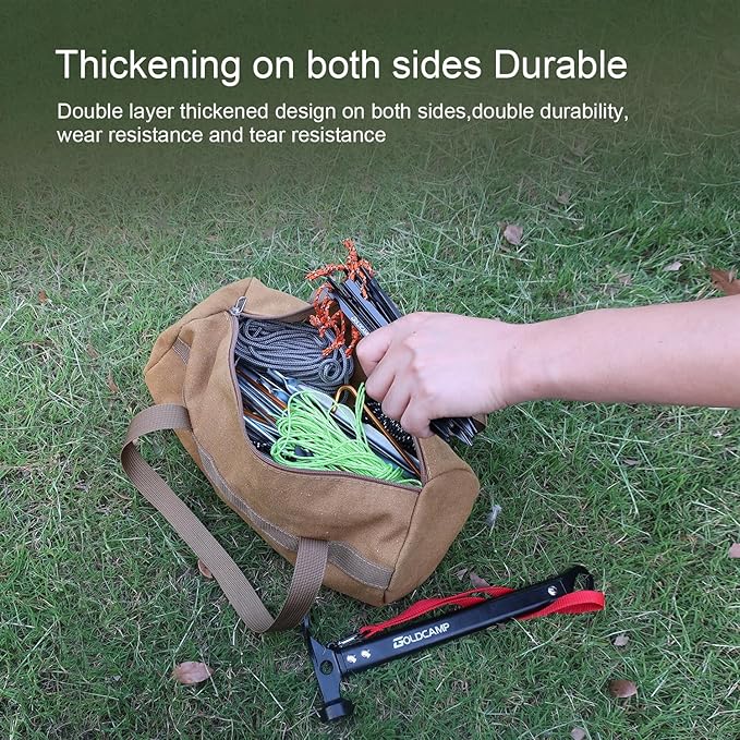 8 pack Tent stakes and hammer with Canvas Storage Bag, Heavy Duty Camping Stakes for Outdoor Tent & tarp-Essential Accessories, Carbon Steel Aluminum Camping Hammer for Hiking Kit