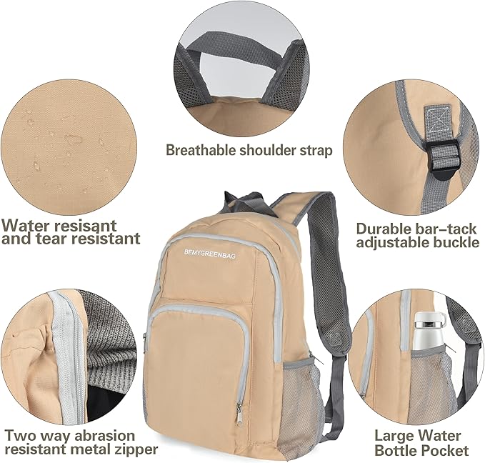 35L Foldable Waterproof Backpack For Outdoor Sports Travel Inside Wet Clothes Compartment Packable For Multiple