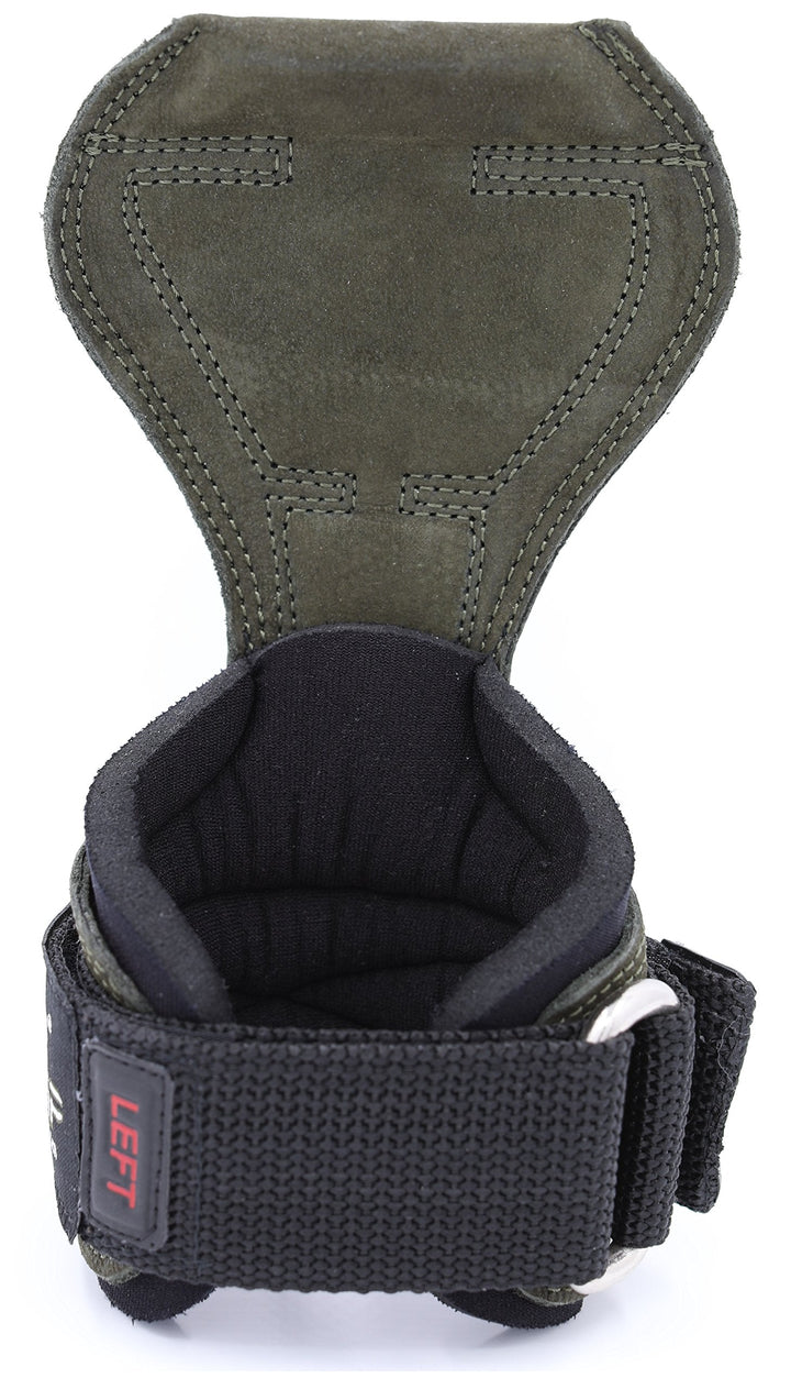 Cobra Grips FIT Weight Lifting Gloves Heavy Duty Straps Alternative to Power Lifting Hooks Best for Deadlifts with Adjustable Neoprene Padded Wrist Wrap Support Bodybuilding (FIT Green Leather)