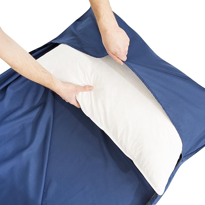 2-in-1 Sleeping Bag Liner and XL Sized Travel Sheet - All Around Zipper - 100% Cotton - Ultra Lightweight Sleep Liner for Hotel Hostel and Camping
