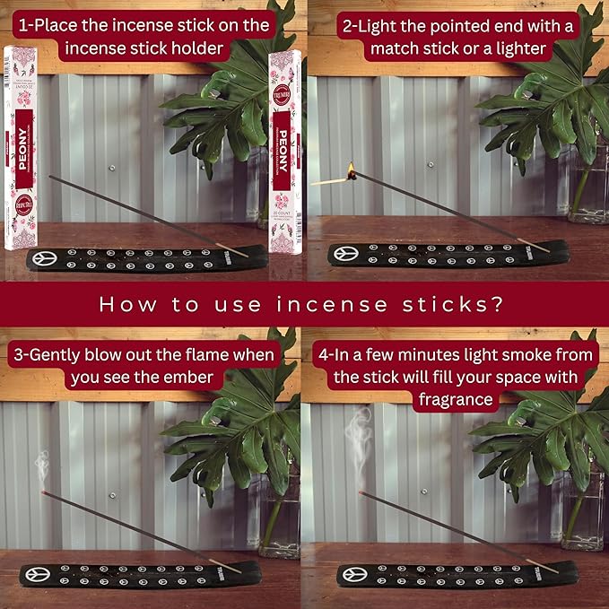 Peony Incense Sticks - Total 40 Insence-Sticks - Dual Pack of 20 Insense - Inciensos - Inscents - Natural Non Toxic Ingredients - Incents - Incence - Inscense - Insents