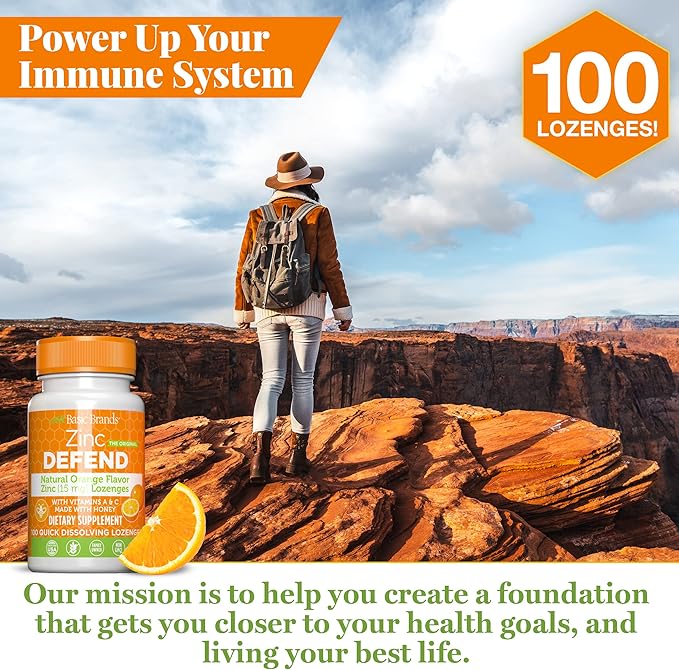 – Zinc Orange Defend - 100 Lozenges - Natural Orange Flavor Zinc–Lozenges - Immune Boost, Cold Relief, Non-GMO, Zinc Acetate & Vitamin C - 2-Pack