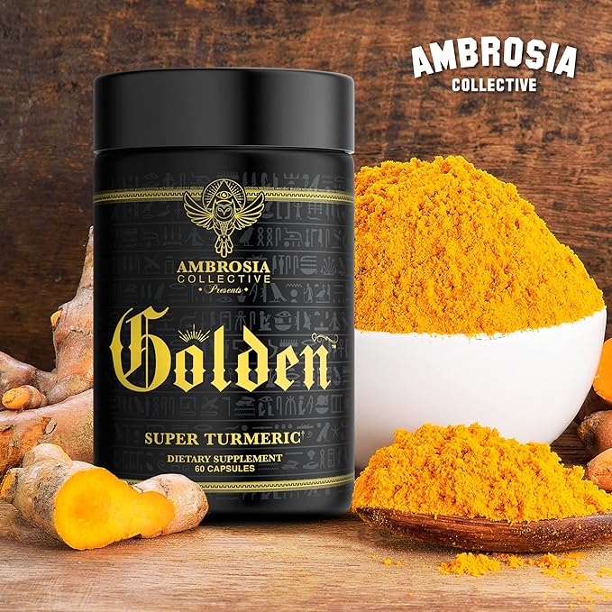 Ambrosia Golden Super Turmeric | Bioavailable Curcumin | Support Healthy Gut & Brain Health | Joint Support | 765mg of Active Curcuminoids | 60 Veggie Capsules (30 Day Supply)