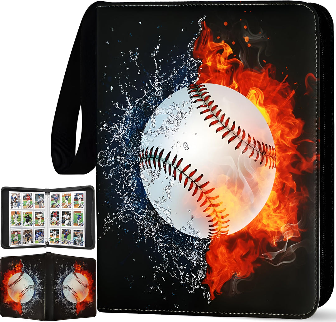 Baseball Card Binder 900 Pockets, 50 Sleeves Large Baseball Binder 3 Ring Zipper Trading Cards Holder 9 Pocket, Sport Card Collection Book Storage Organizer, Album Folder Case Protector Collector Gift