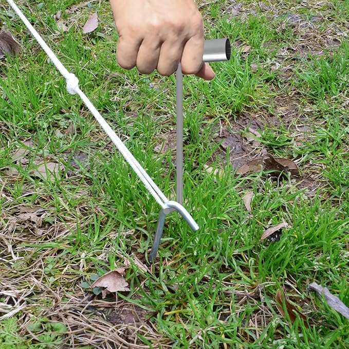 9 Inch Galvanized Tent Stakes Metal Tent Pegs with T Hook, Heavy Duty Steel Yard Camping Stakes Tarp Hooks Inflatables Outdoor Decorations, 25 Pack