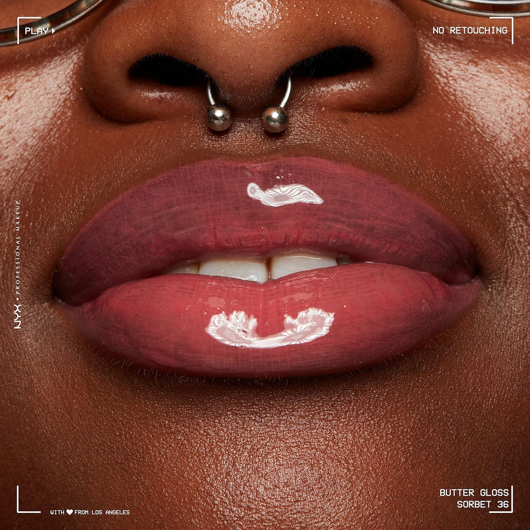 NYX Butter Gloss | Non-Sticky Lip Gloss for Women - Sorbet Coral
