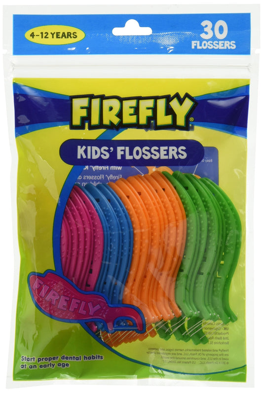 Firefly Kids' Flossers, Ages 4-12, Pack of 30 (1 Resealable)