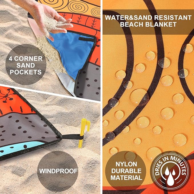 AISPARKY Beach Blanket Waterproof Sandproof, Oversized Large Beach Mat 79" X 83"/120"x108" for 1-8 Adults, Quick Drying&Compact&Lightweight, Picnic Mat Vacation Essentials for Beach Camping Travel
