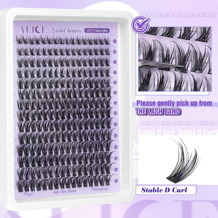 ALICE DIY Natural Lash Clusters | Wispy Anime Cat Eye | 10-16mm, 144 Pcs