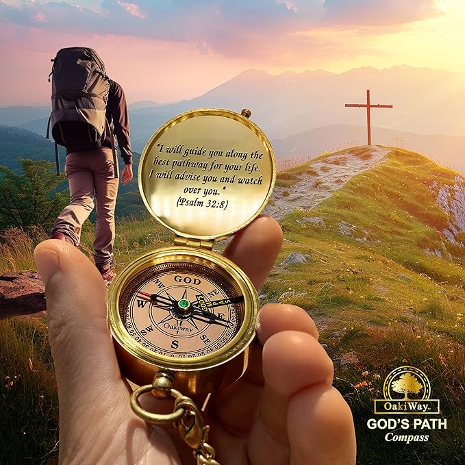 God's Path Compass – Communion & Confirmation Gift for Teenage Boys | Baptism Religious Gifts for Men, Christian, Catholic, Graduation | Sentimental & Inspirational Present – Greeting Card Included