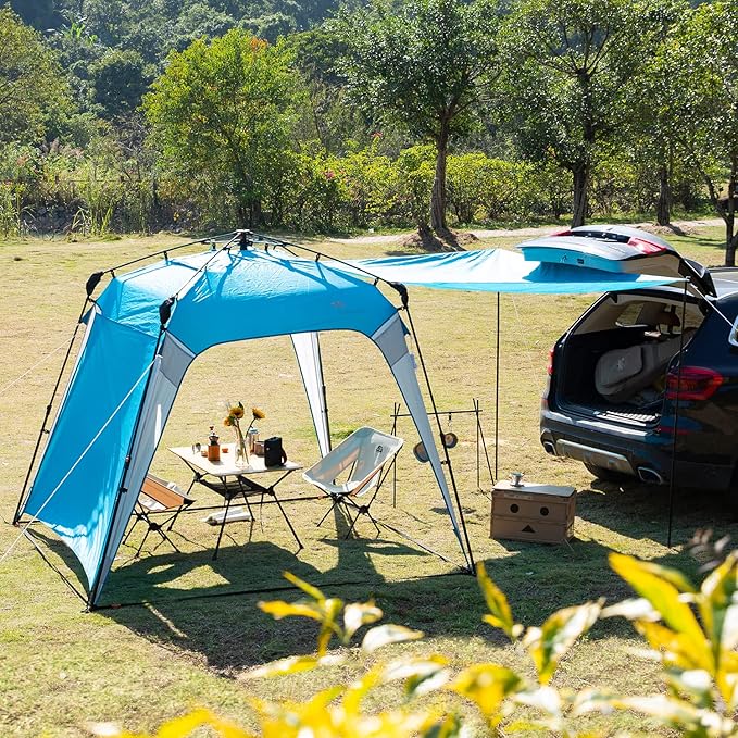 Pop Up Canopy Sun Shelters Shade Tent Pop Up 8.2' X 8.2' - Instant Portable Sports Cabana Umbrella, Easy Set-up and Take Down, with Sun Protection and One Shade Wall Included (Awning Blue)