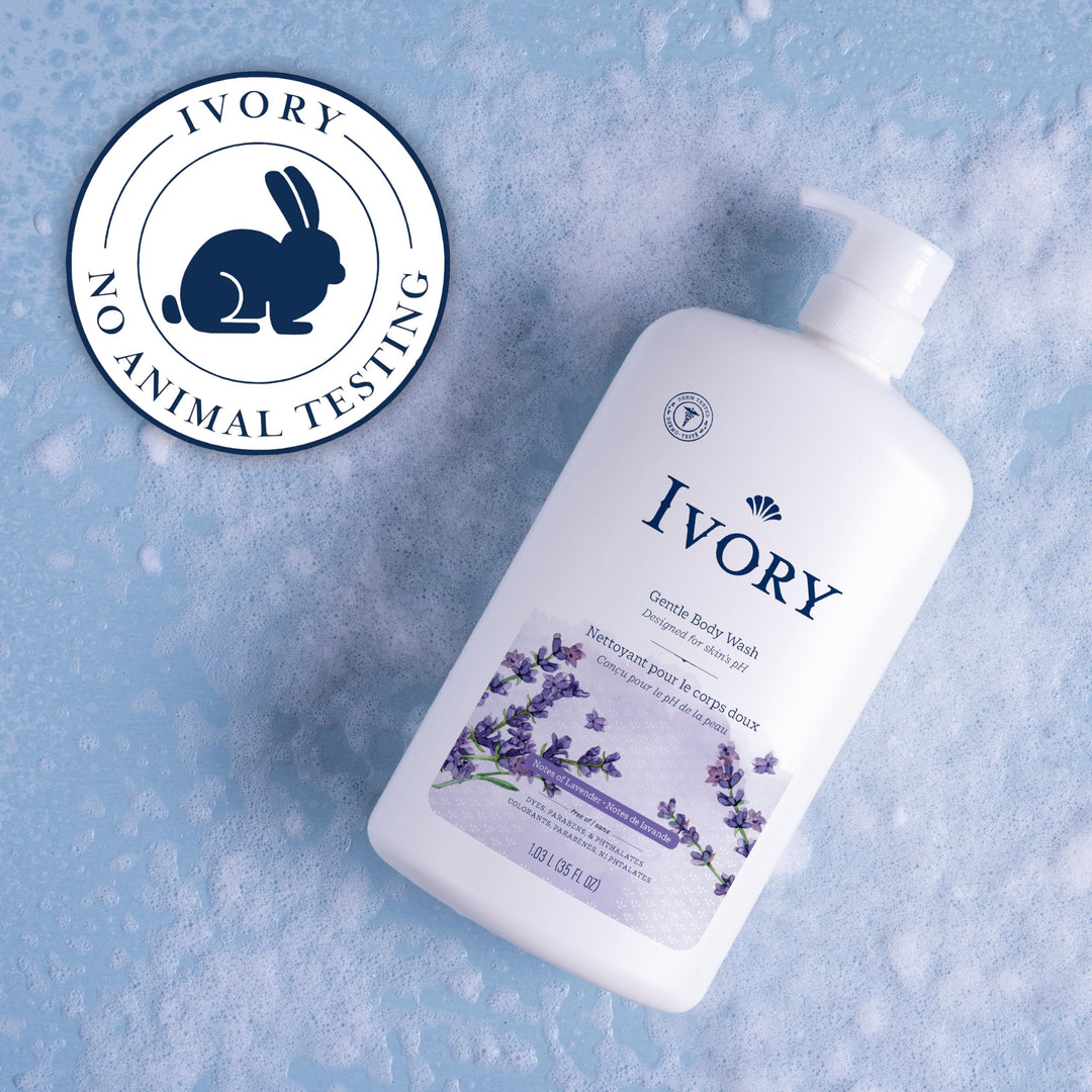 Ivory Gentle Body Wash, Designed for the Whole Family, Free of Dyes Heavy Perfumes Parabens Phthalates & Silicones, Lavender Scent, 35 oz
