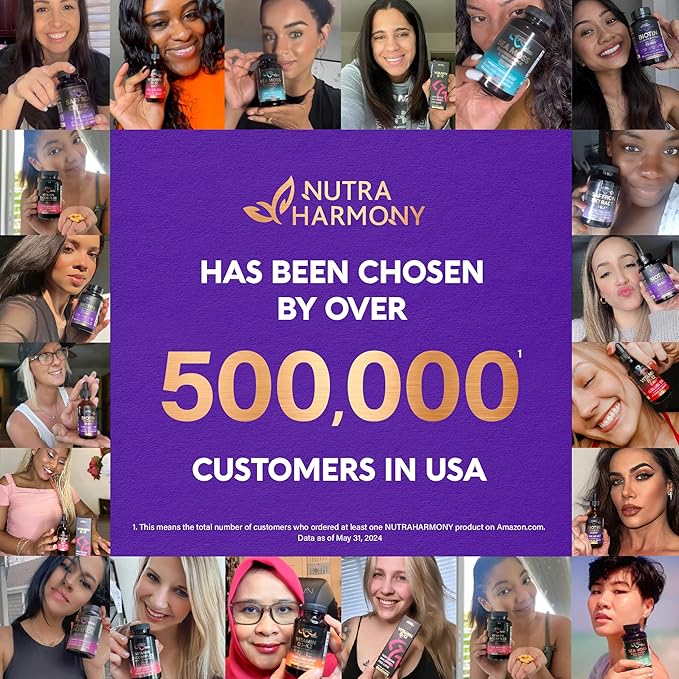 Biotin | Collagen | Keratin - Clinically Tested Supplement - Hair Growth Support, Skin & Nails - 25000 mcg Vitamins B2, B3, B6 & B7 + B1 & Hyaluronic Acid - Made in USA - Women & Men | 120 Capsules