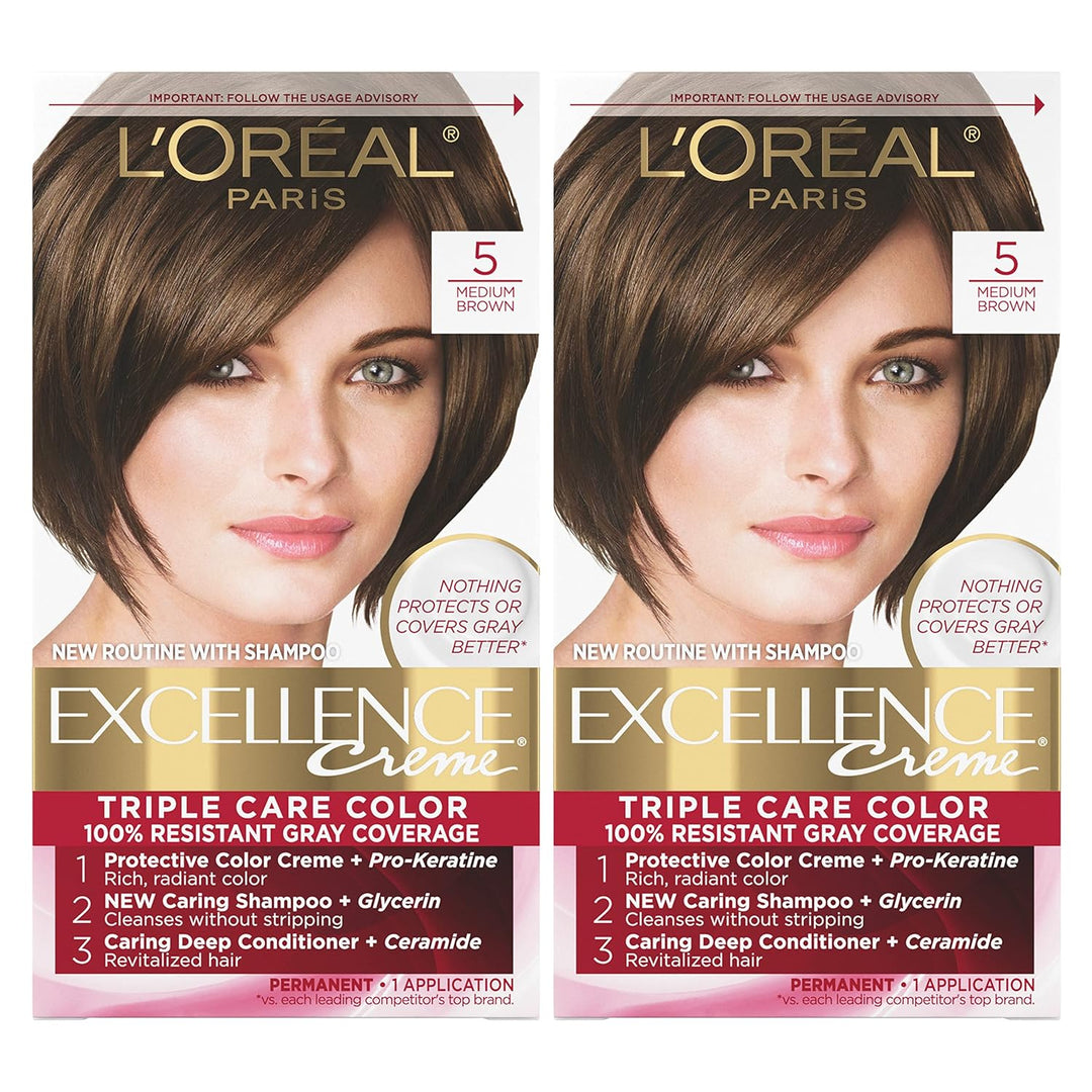 5RB Medium Reddish Brown Hair Color | L'Oreal Paris Excellence Creme – 8 Weeks Gray Coverage