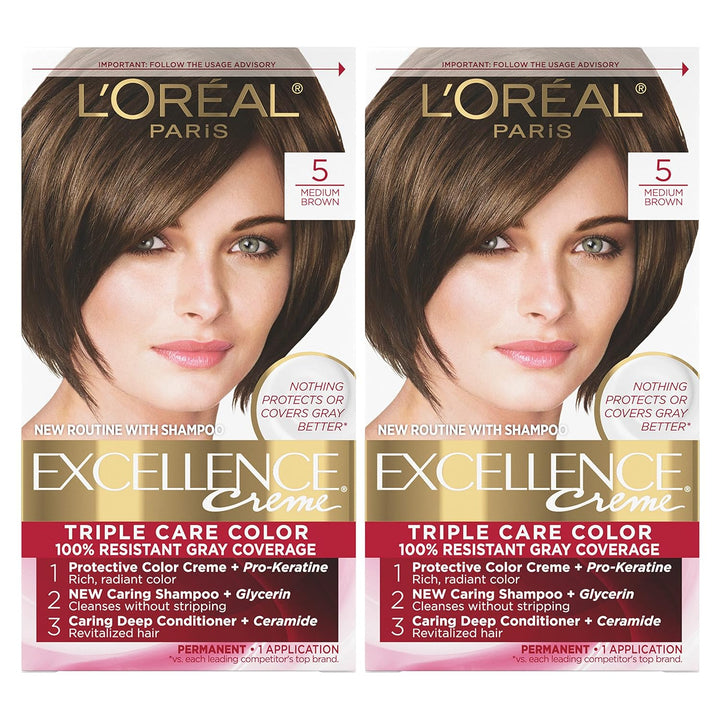 5RB Medium Reddish Brown Hair Color | L'Oreal Paris Excellence Creme – 8 Weeks Gray Coverage